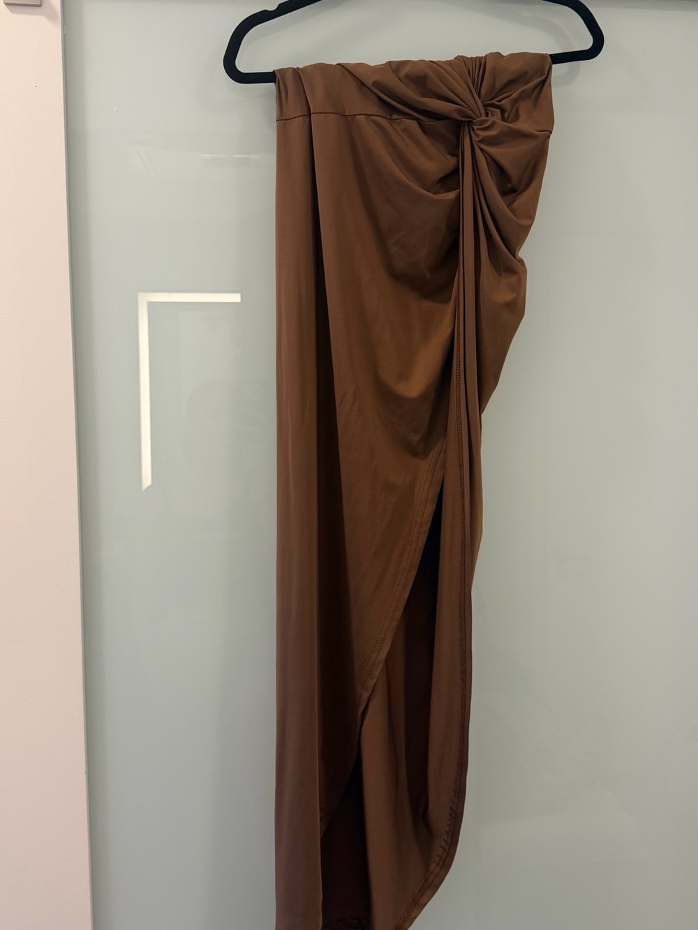 Knot-Detail Brown Draped Maxi Skirt & Tank Two Piece Set